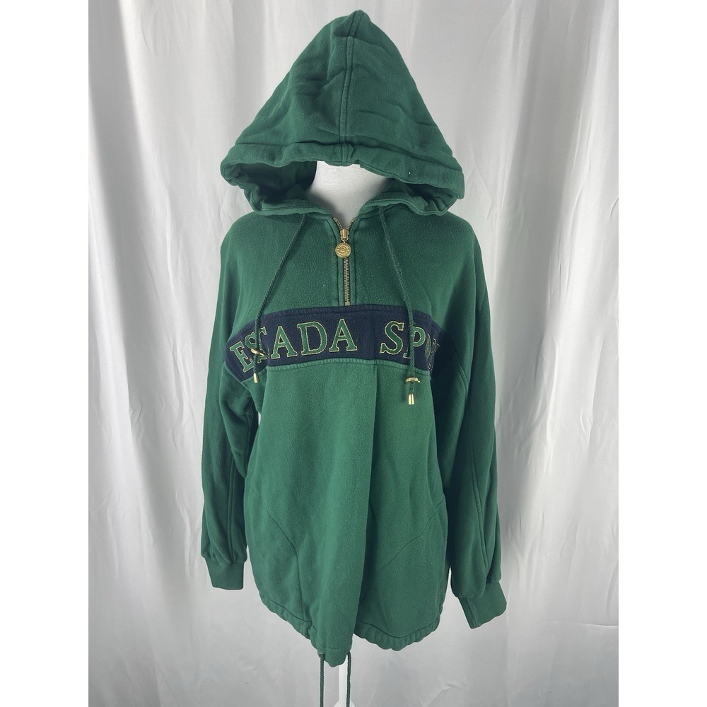 Vintage Escada Sport Women's Green Quarter Zip Sweatshirt Small Old Money